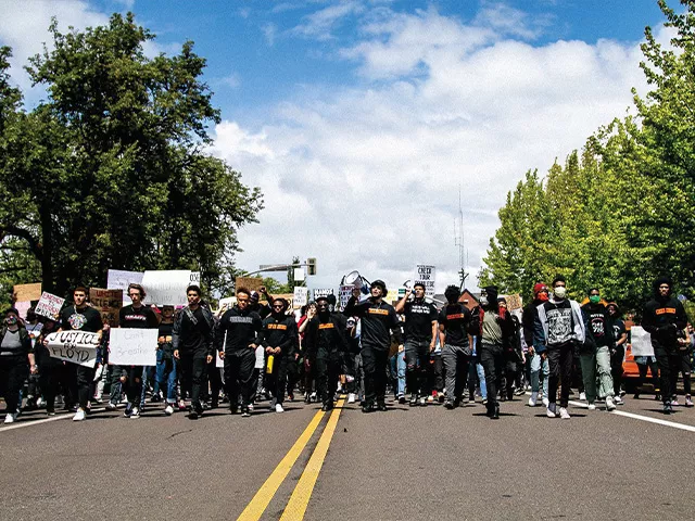 Protest march scene