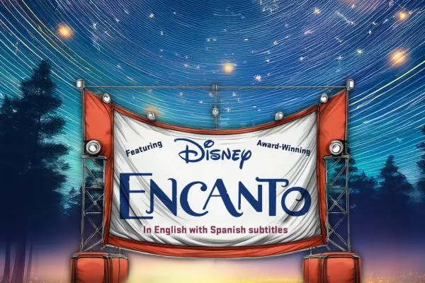 Encanto film inspired promotional flier with information about the event. 